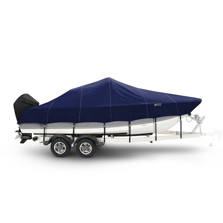 Eevelle Boat Cover V HULL FISHING Center Console, Low or No Bow Rails w/ Outboard 18ft 6in L 96in W Navy SFVCC1896B-NVY
